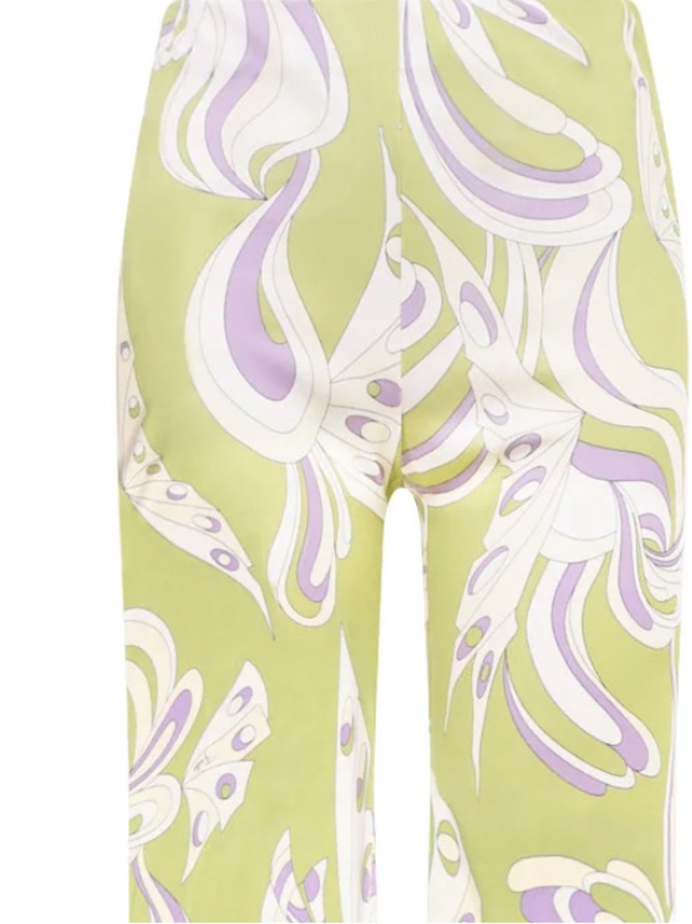 Emilio Pucci Lime Green & Lavender Farfalle Print Flare Pants